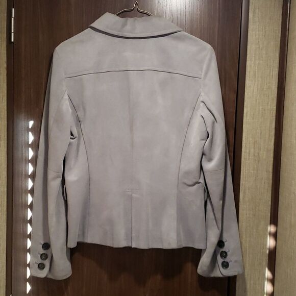 Very Nice Ann Taylor Gray Suede Leather Jacket Sz S - Picture 2 of 13